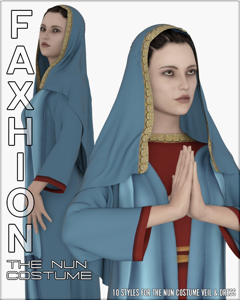 Faxhion - dForce Nun Costume by: vyktohria, 3D Models by Daz 3D
