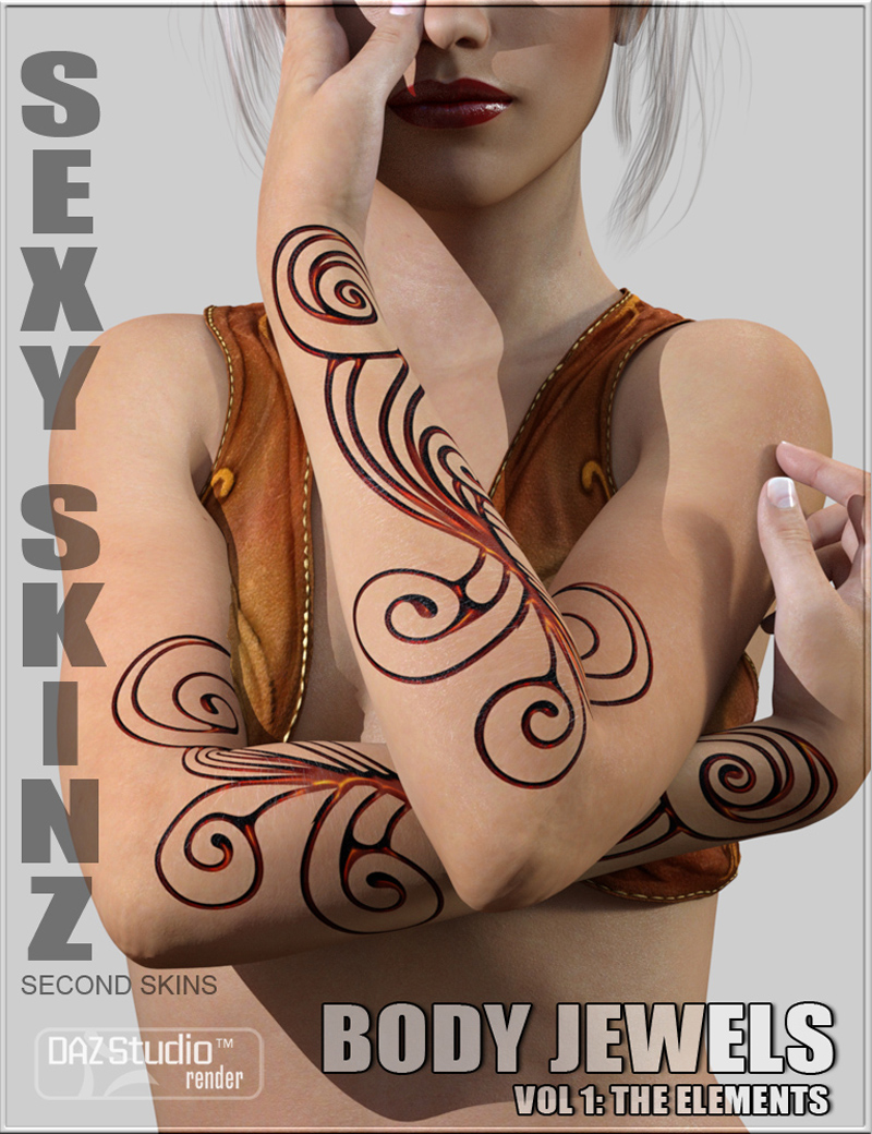 Sexy Skinz - Body Jewels G3F by: vyktohria, 3D Models by Daz 3D
