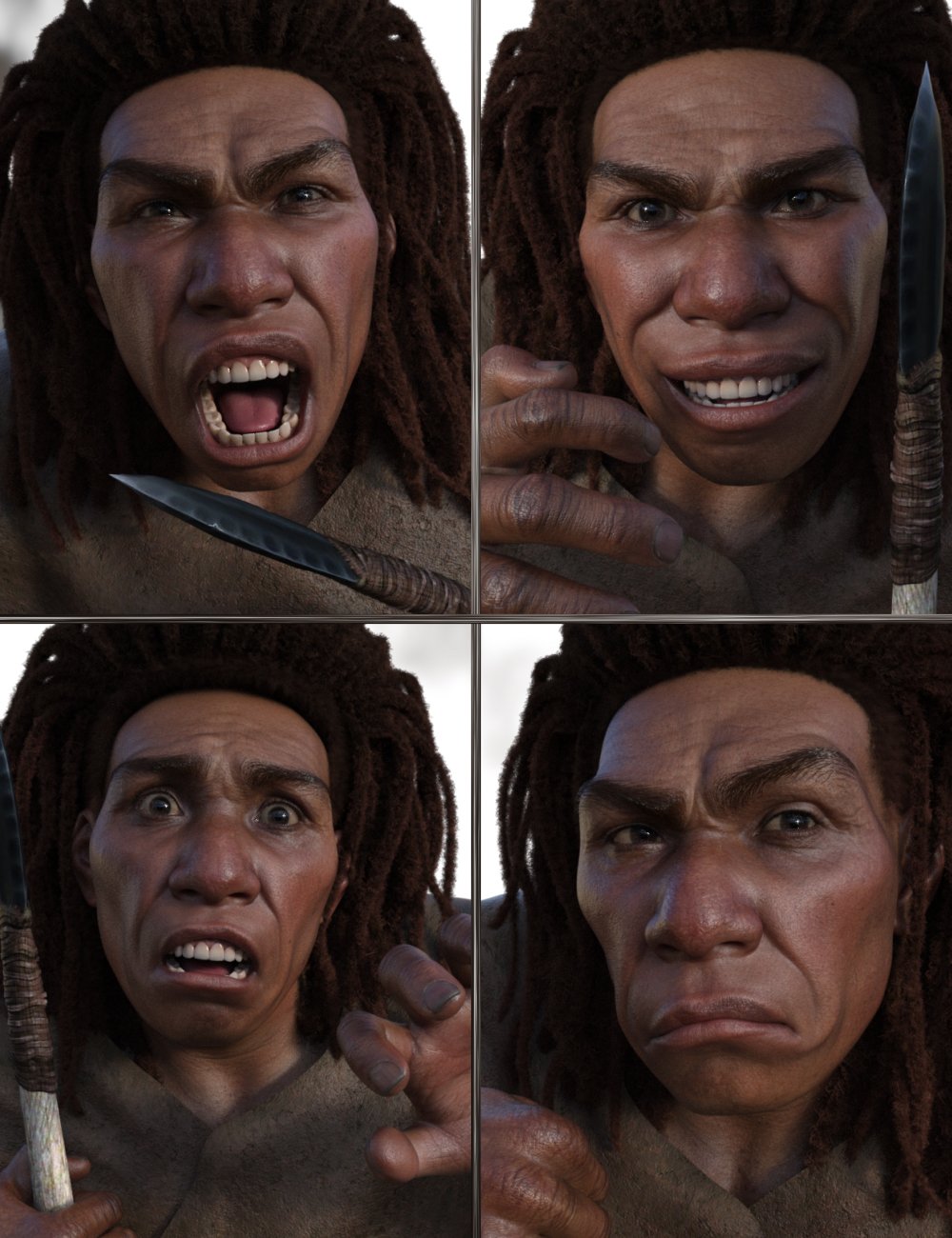 JW Wild Past Expressions for Neanderthal 9 by: JWolf, 3D Models by Daz 3D