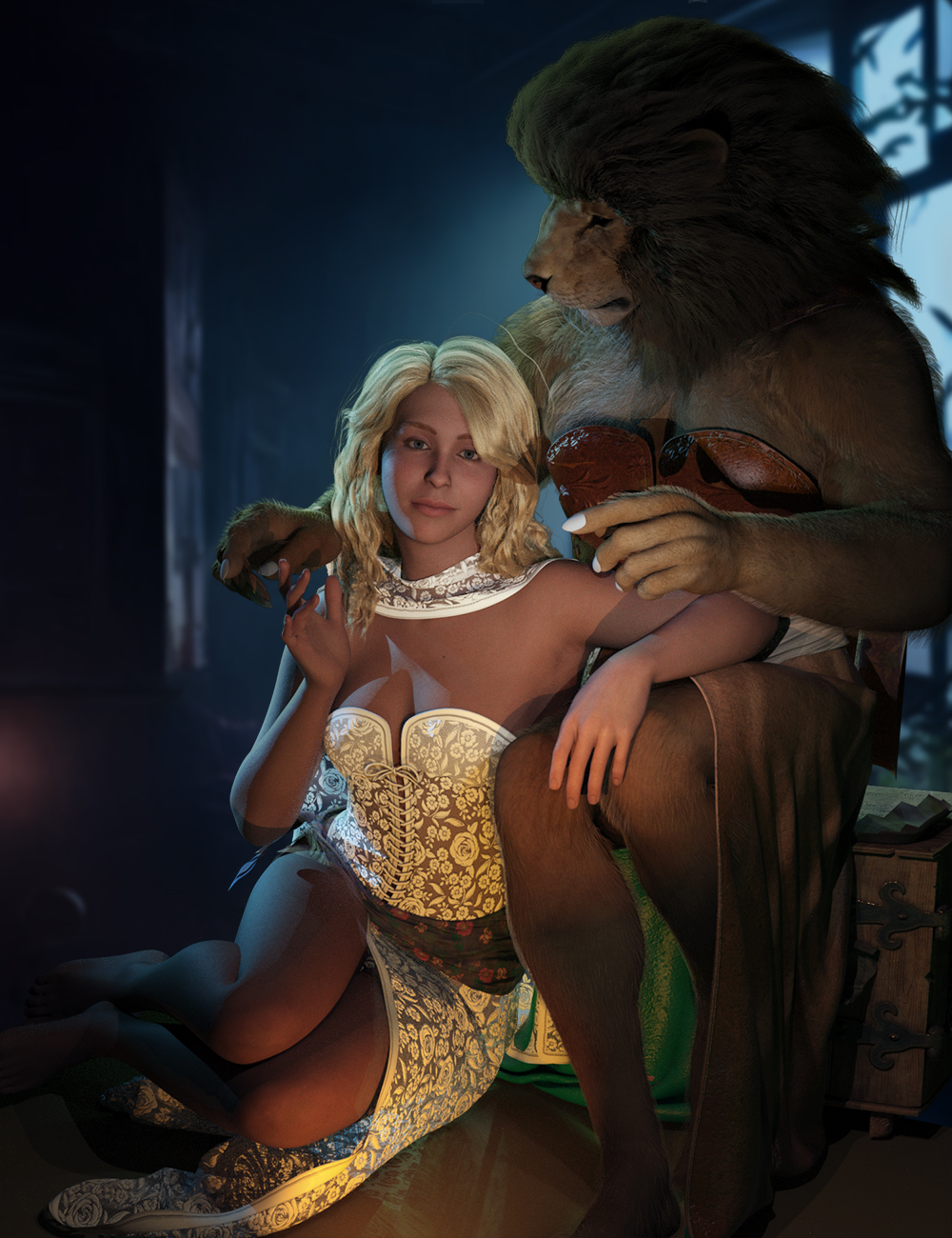 dForce Beauty and the Beast Outfit for Genesis 9 by: Meshitup, 3D Models by Daz 3D