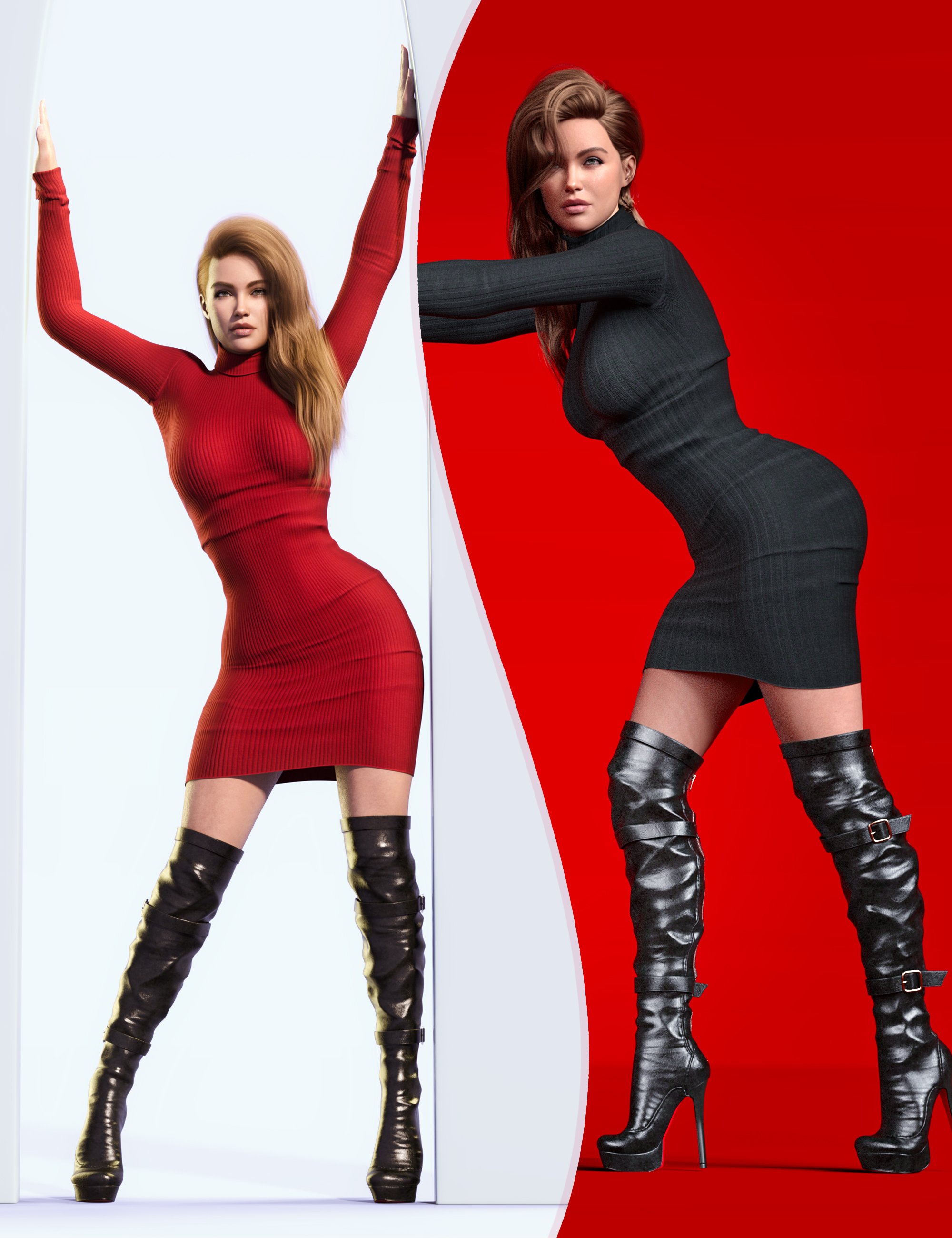 Z Wall Leaning Utility Pose Mega Set for Genesis 9 and 8 Female by: Zeddicuss, 3D Models by Daz 3D