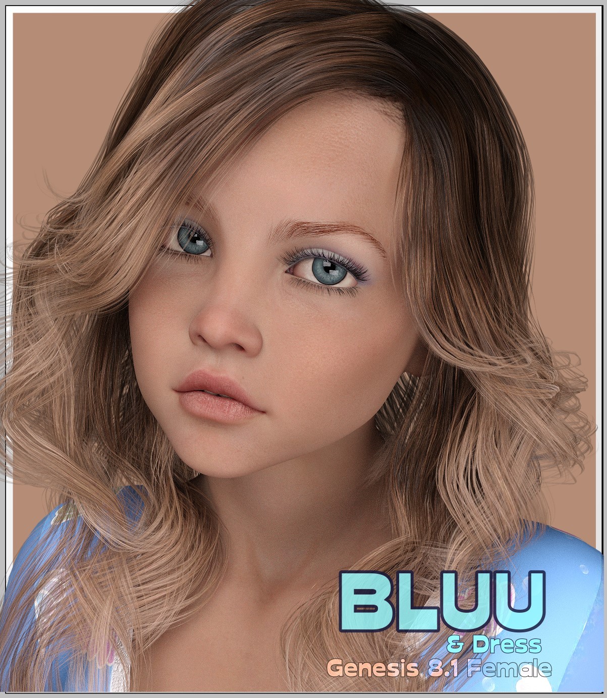 Bluu & Dress  G8.1 Female by: LUNA3D, 3D Models by Daz 3D