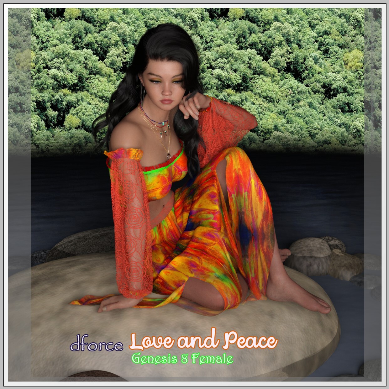 dforce-Love and Peace Outfit - G8F by: LUNA3D, 3D Models by Daz 3D