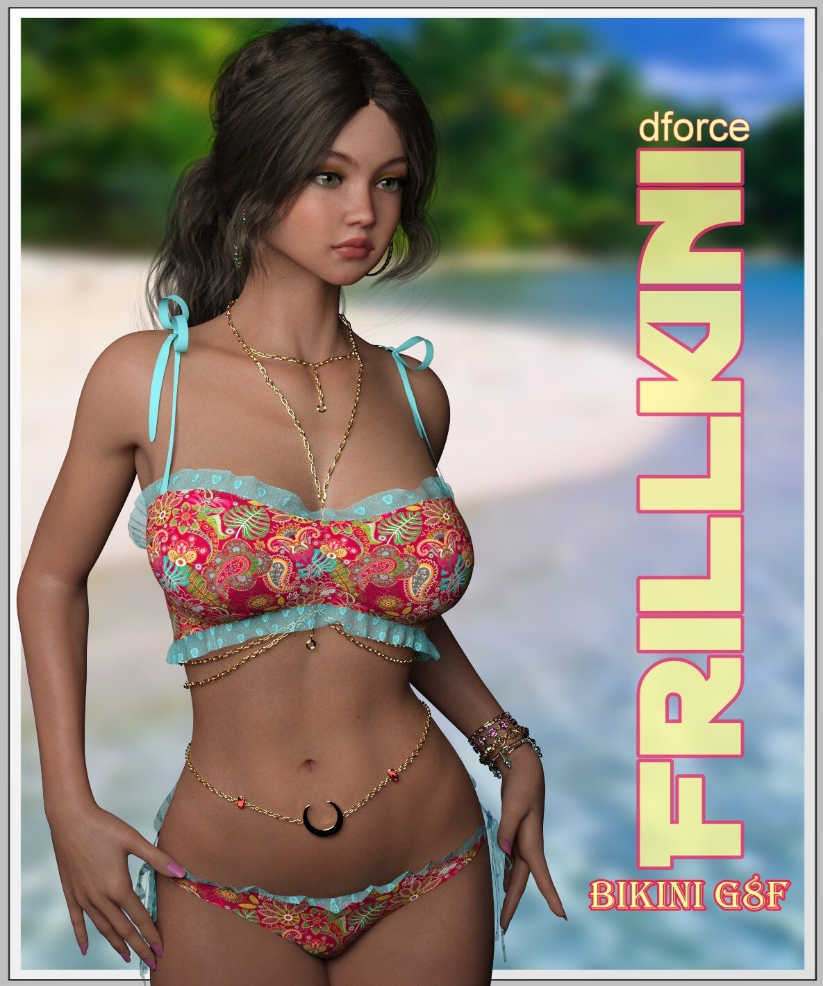 dforce- Frillkini - G8F by: LUNA3D, 3D Models by Daz 3D