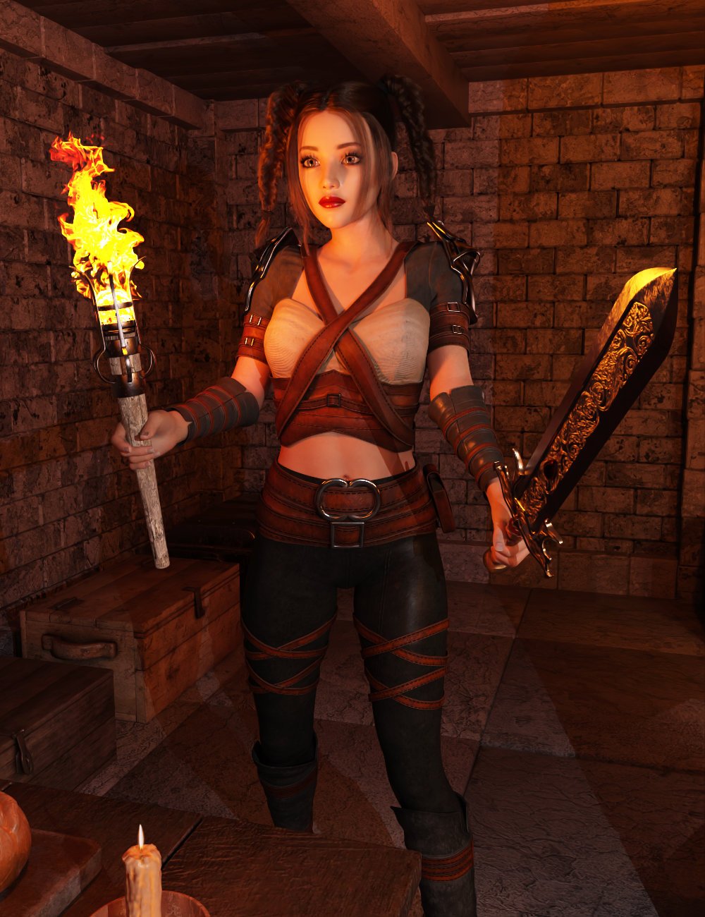 FG Lyra Hellfire Outfit for Genesis 8 by: IronmanFugazi1968, 3D Models by Daz 3D
