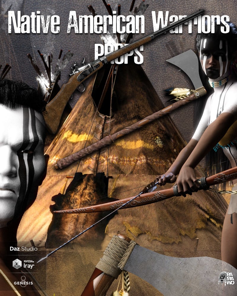 Native American Warrior Props for DS by: PAMAWO, 3D Models by Daz 3D