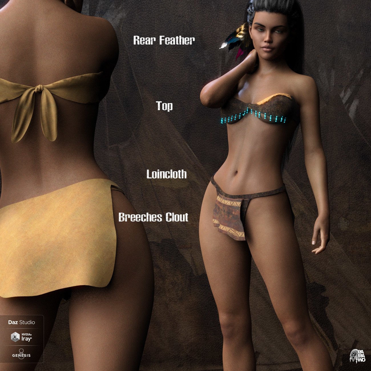Native American Warrior Outfit for G8F | Daz 3D
