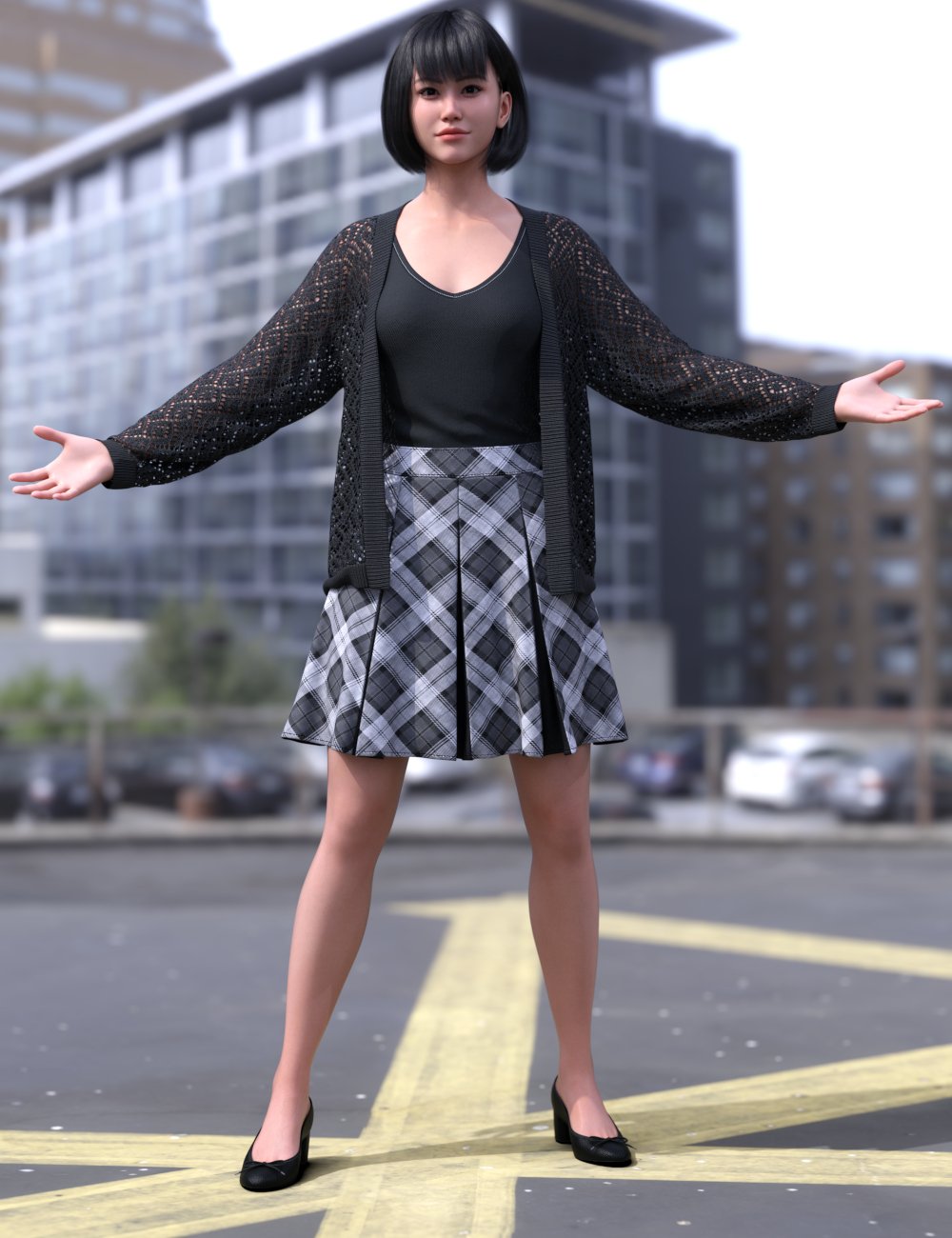 dForce Casual Plaid Outfit for Genesis 9 | Daz 3D