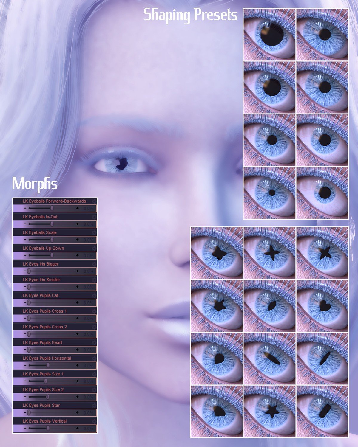 Lk Dreamy Eyes Shaping Set For Genesis 9 Mr Daz 3d