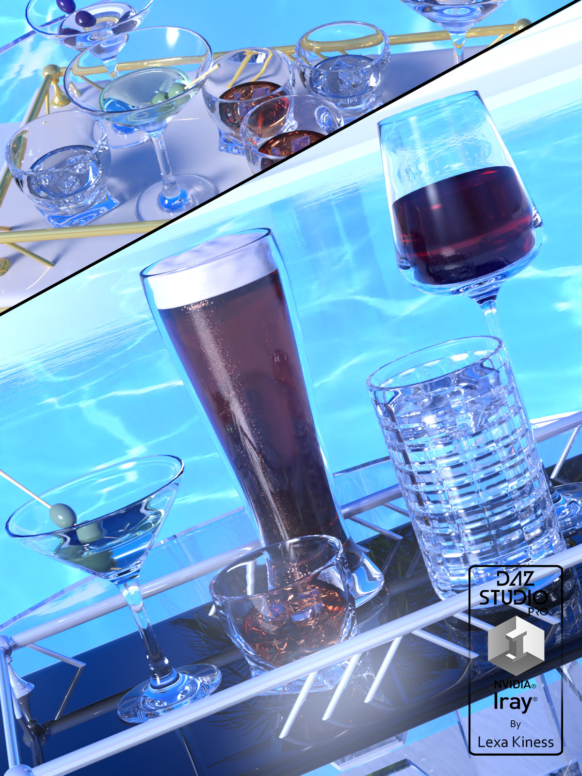 Drinks and Tray Vol. 1 by: Lexa Kiness, 3D Models by Daz 3D