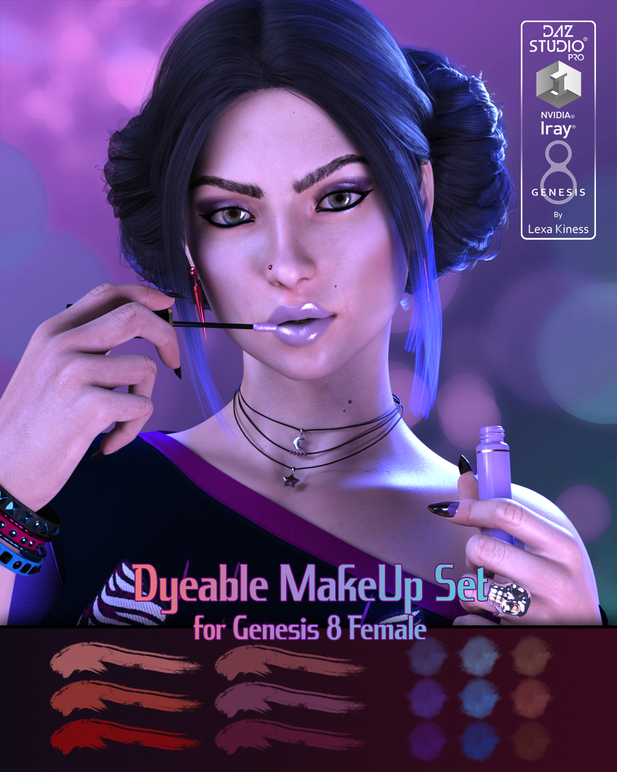 Dyeable MakeUp Set for Genesis 8 Female by: Lexa Kiness, 3D Models by Daz 3D