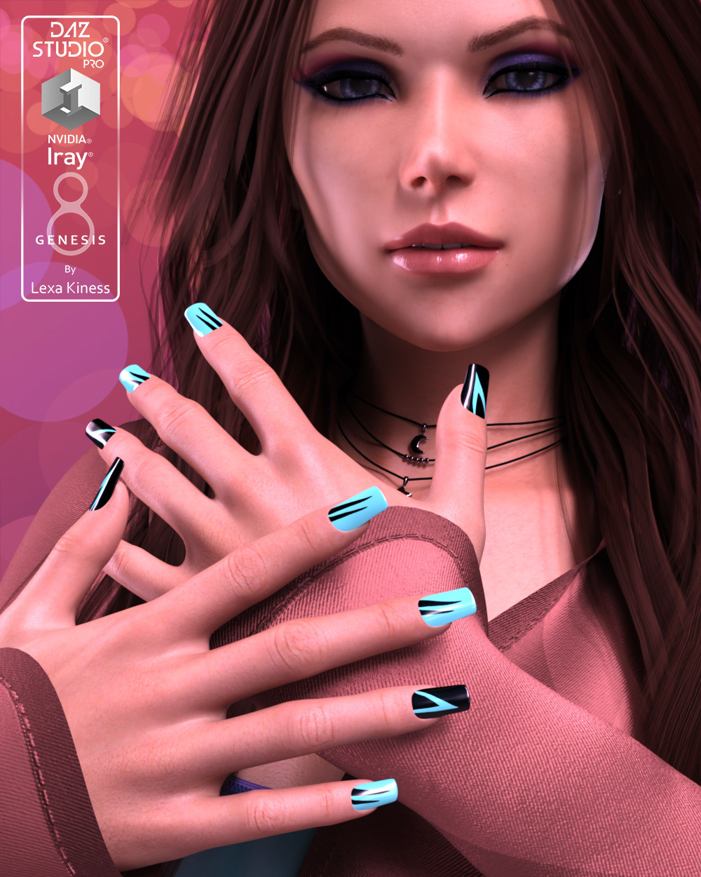 Dyeable Nail Designs for Genesis 8 Female by: Lexa Kiness, 3D Models by Daz 3D
