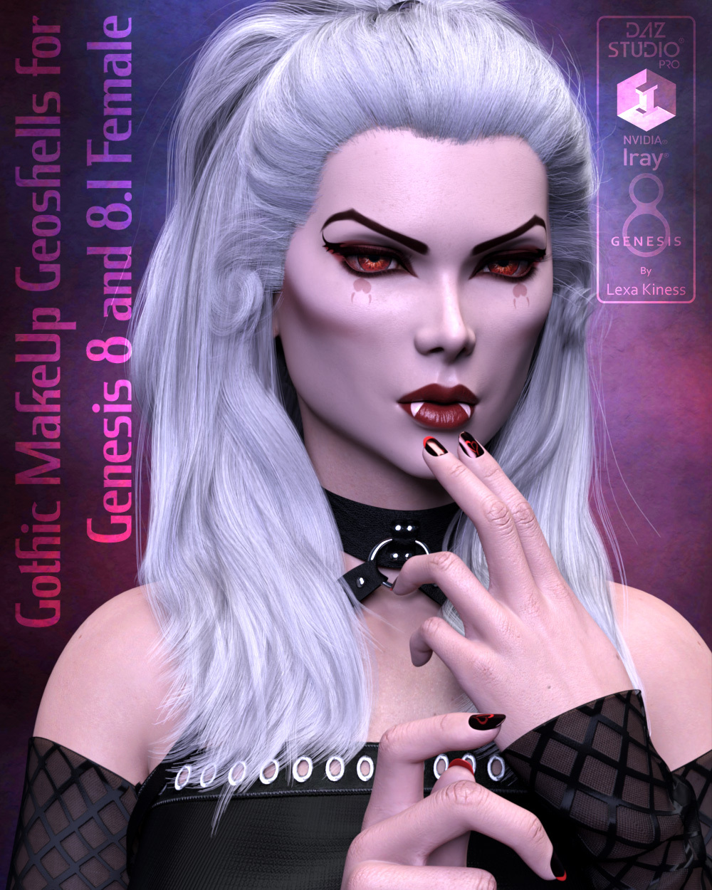 Gothic MakeUp Geoshells for Genesis 8 and 8.1 Female by: Lexa Kiness, 3D Models by Daz 3D