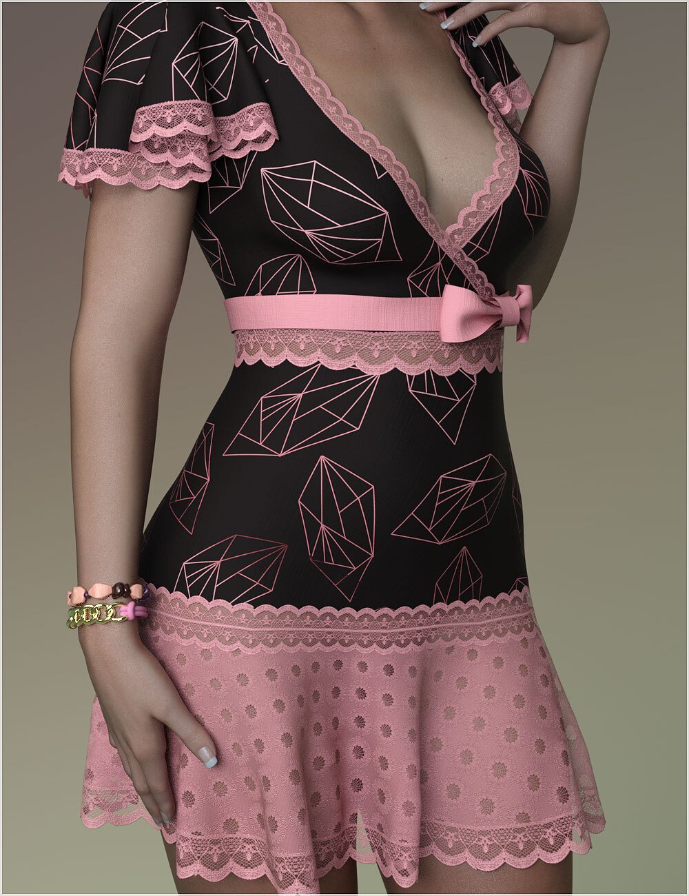 Stylish For dForce Miranda Dress Outfit by: Belladzines, 3D Models by Daz 3D