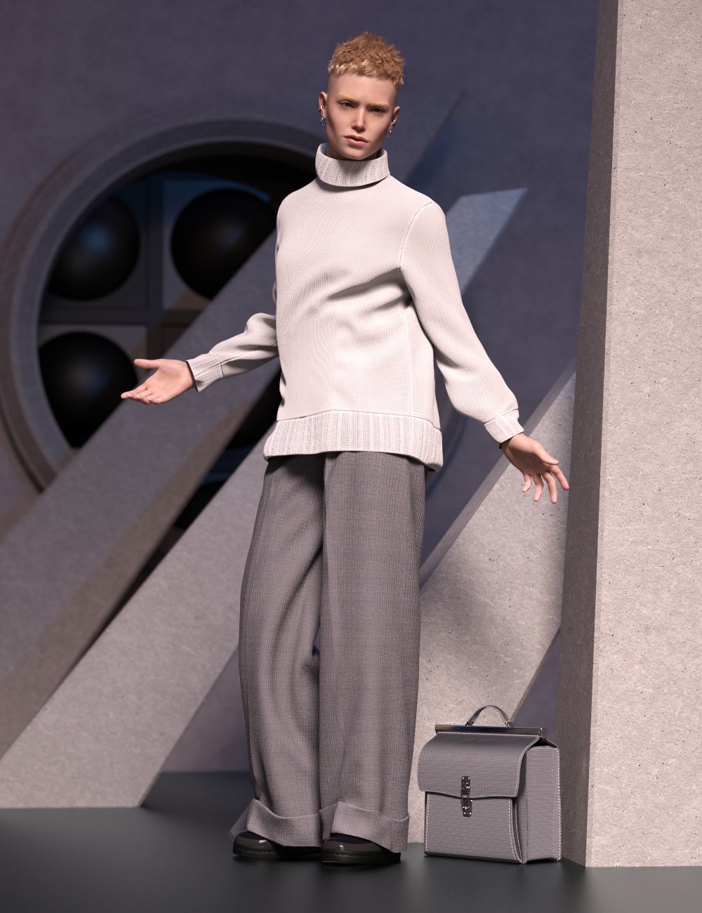 dForce Minimalist Unisex Outfit for Genesis 9 by: 3DStyle, 3D Models by Daz 3D
