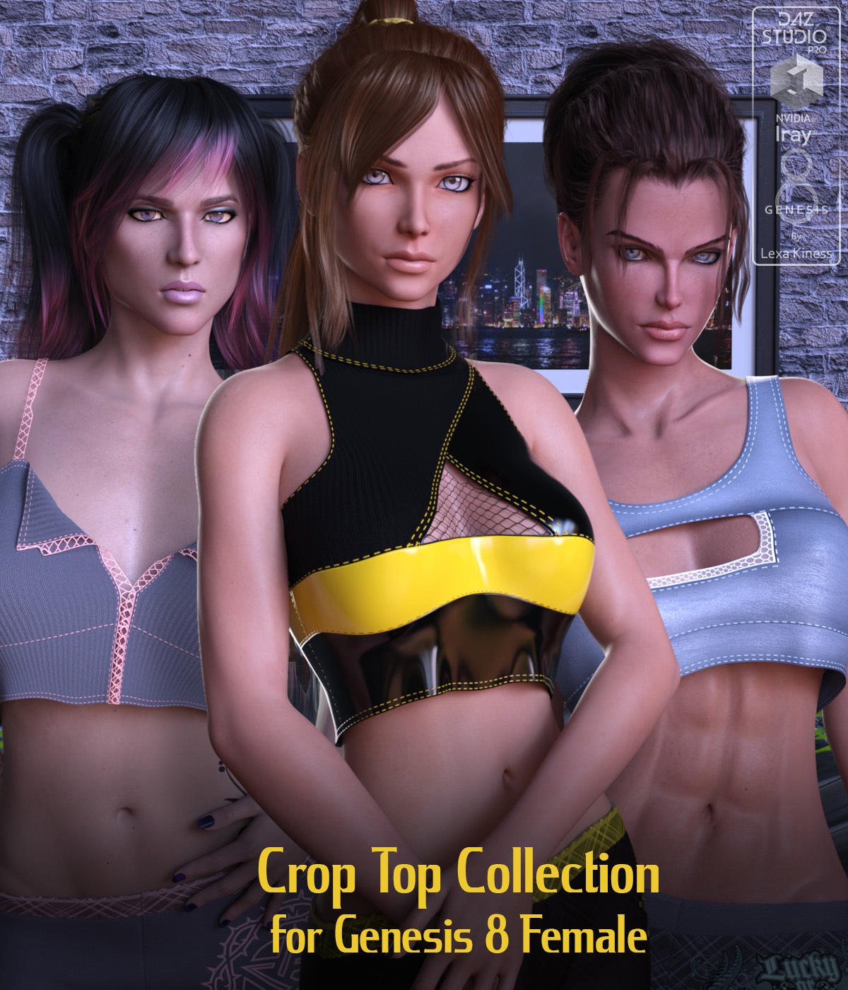 dForce Crop Top Collection for Genesis 8 Female by: Lexa Kiness, 3D Models by Daz 3D