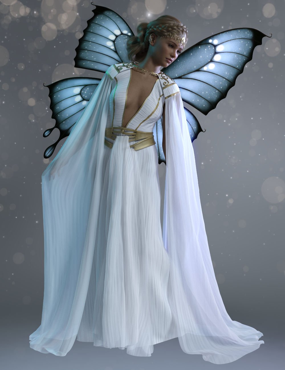dForce Arwenaleth Fantasy Gown for Genesis 9 by: WildDesignsPandyGirl, 3D Models by Daz 3D