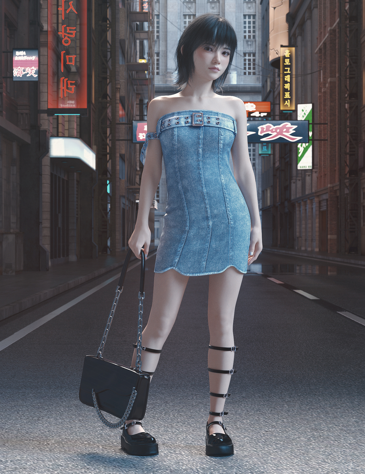 Tokyo Fashion Outfit 2000s for Genesis 9 by: fjaa3d, 3D Models by Daz 3D