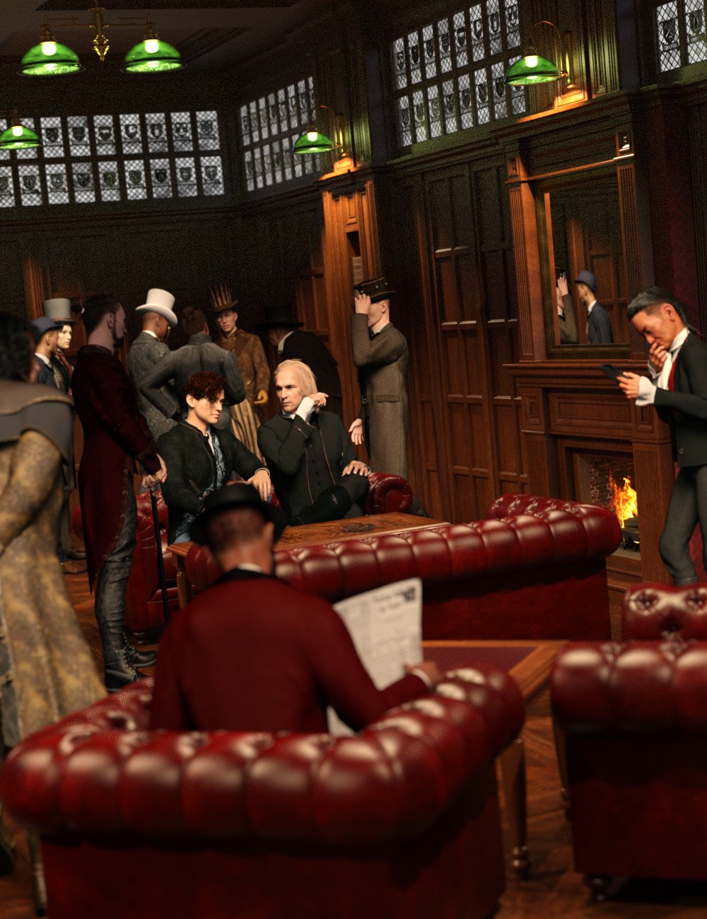 Now-Crowd Billboards - Steampunk Empire - Gentlemen by: RiverSoft Art, 3D Models by Daz 3D