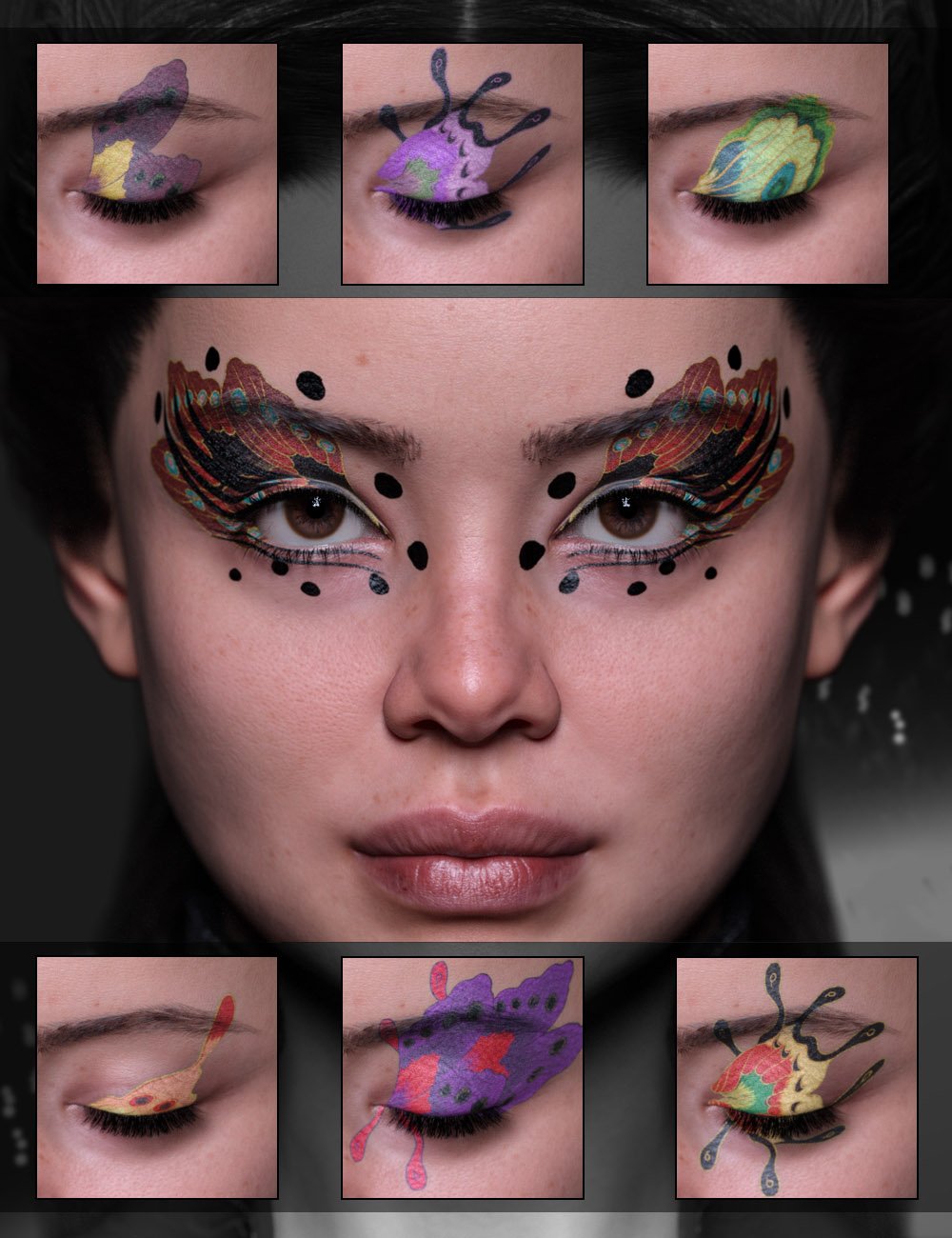 Mariposa Wings Genesis 9 Eye Makeup Builder by: ForbiddenWhisperschevybabe25, 3D Models by Daz 3D