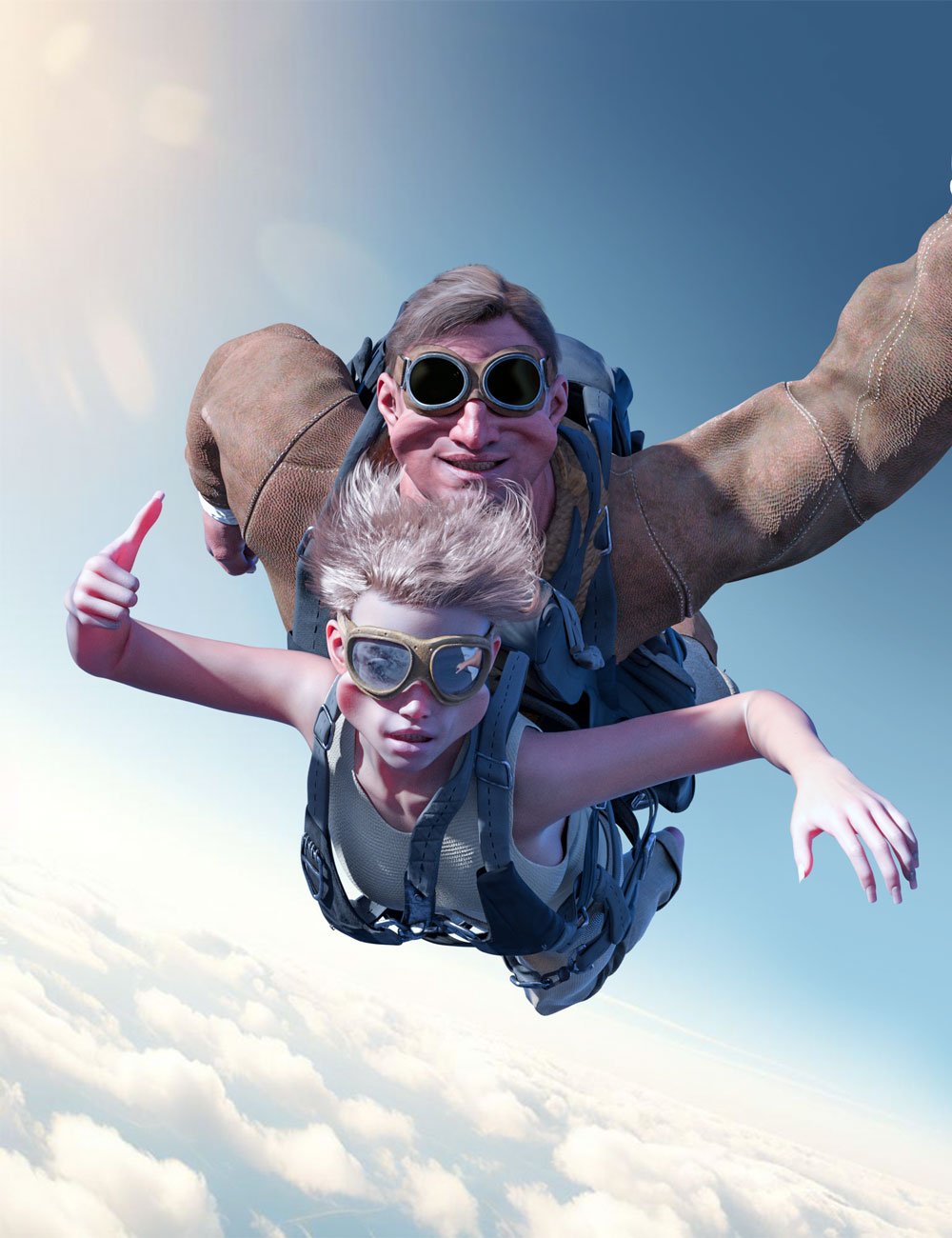 GNBD SkyDive Groups Face Morphs and Poses for Genesis 9 Base by: Giko, 3D Models by Daz 3D