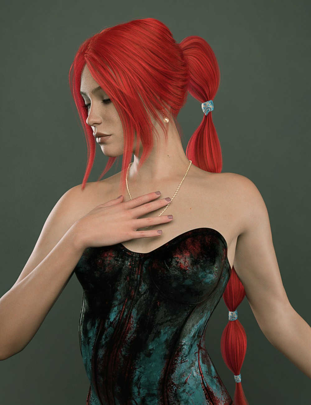 PS Aubrielle hair for Genesis 9 by: ParagonSecond-Circle, 3D Models by Daz 3D