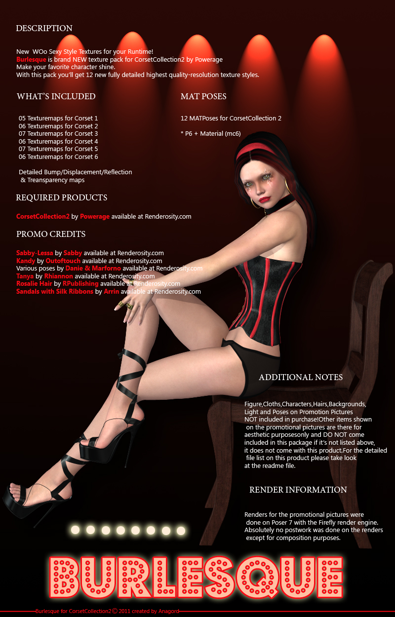 BURLESQUE for Corset Collection 2 by Powerage by: Anagord, 3D Models by Daz 3D