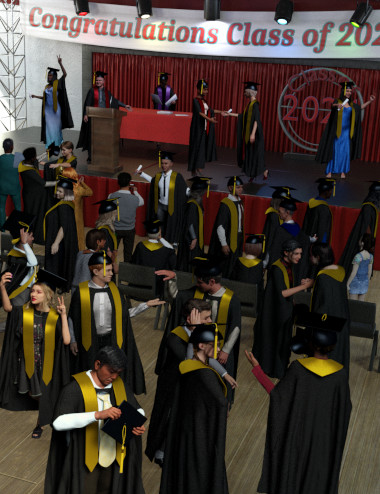 Now-Crowd Billboards Graduation Day | Daz 3D