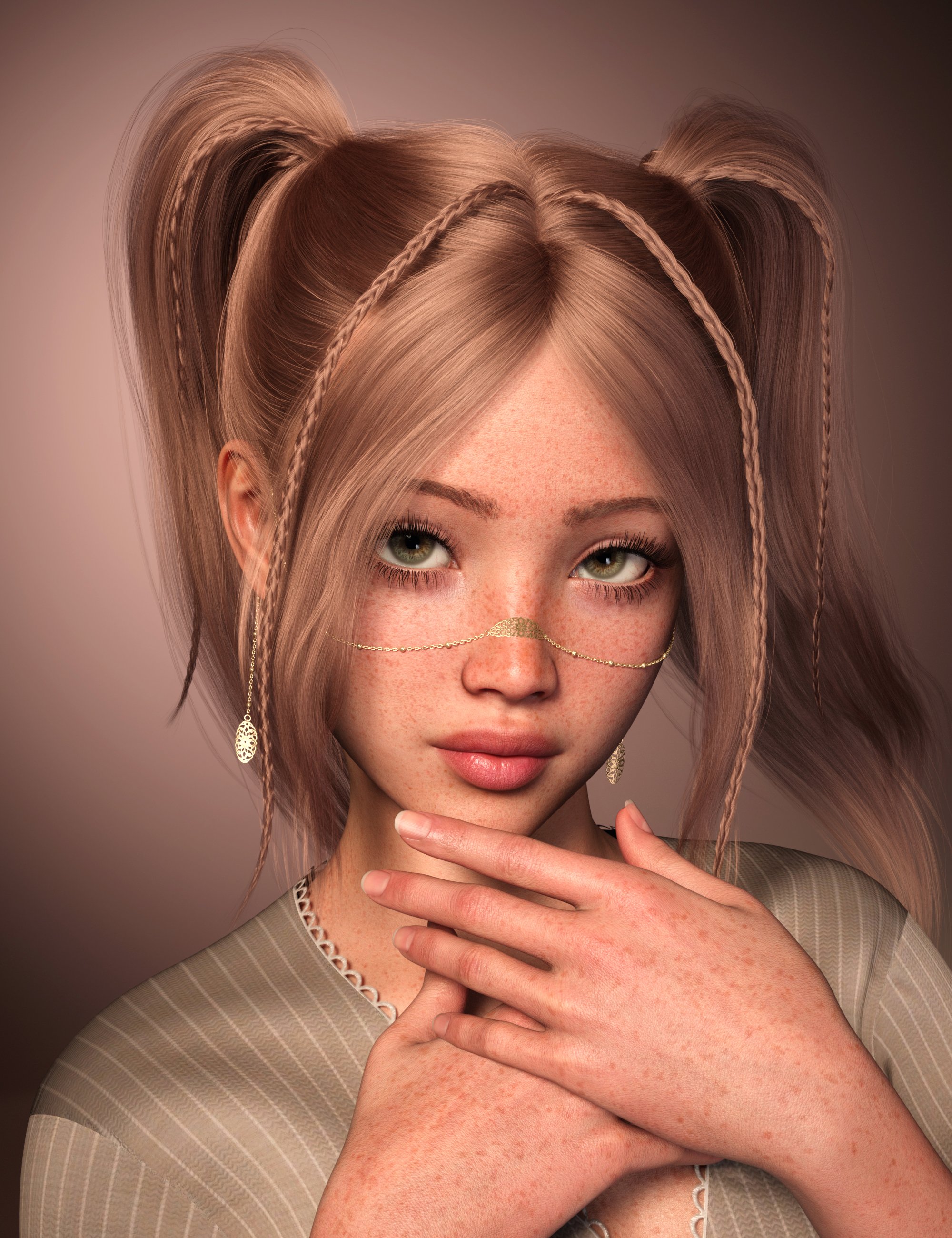 FE Ponytails Braids Hair for Genesis 9 by: FeSoul, 3D Models by Daz 3D