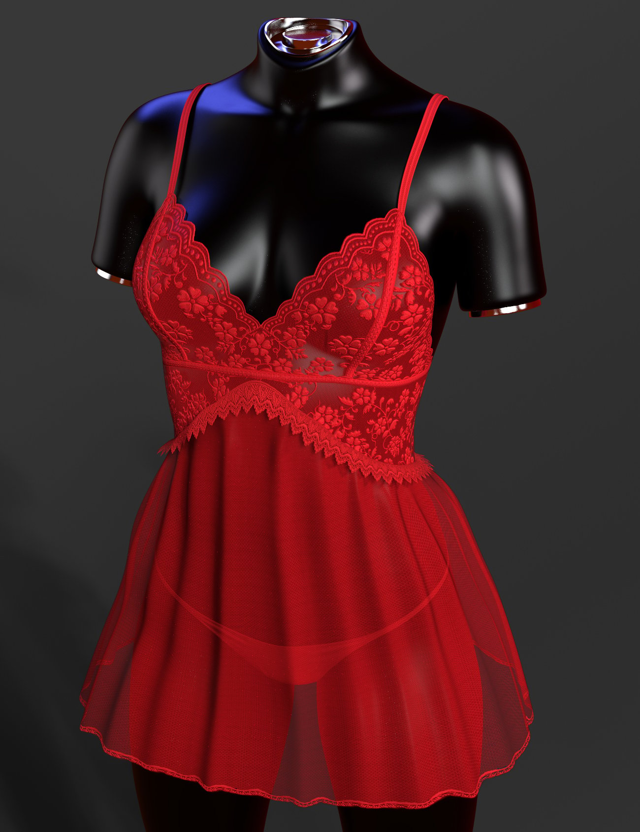 dForce X-Fashion Dream Lace Babydoll for Genesis 9 by: xtrart-3d, 3D Models by Daz 3D