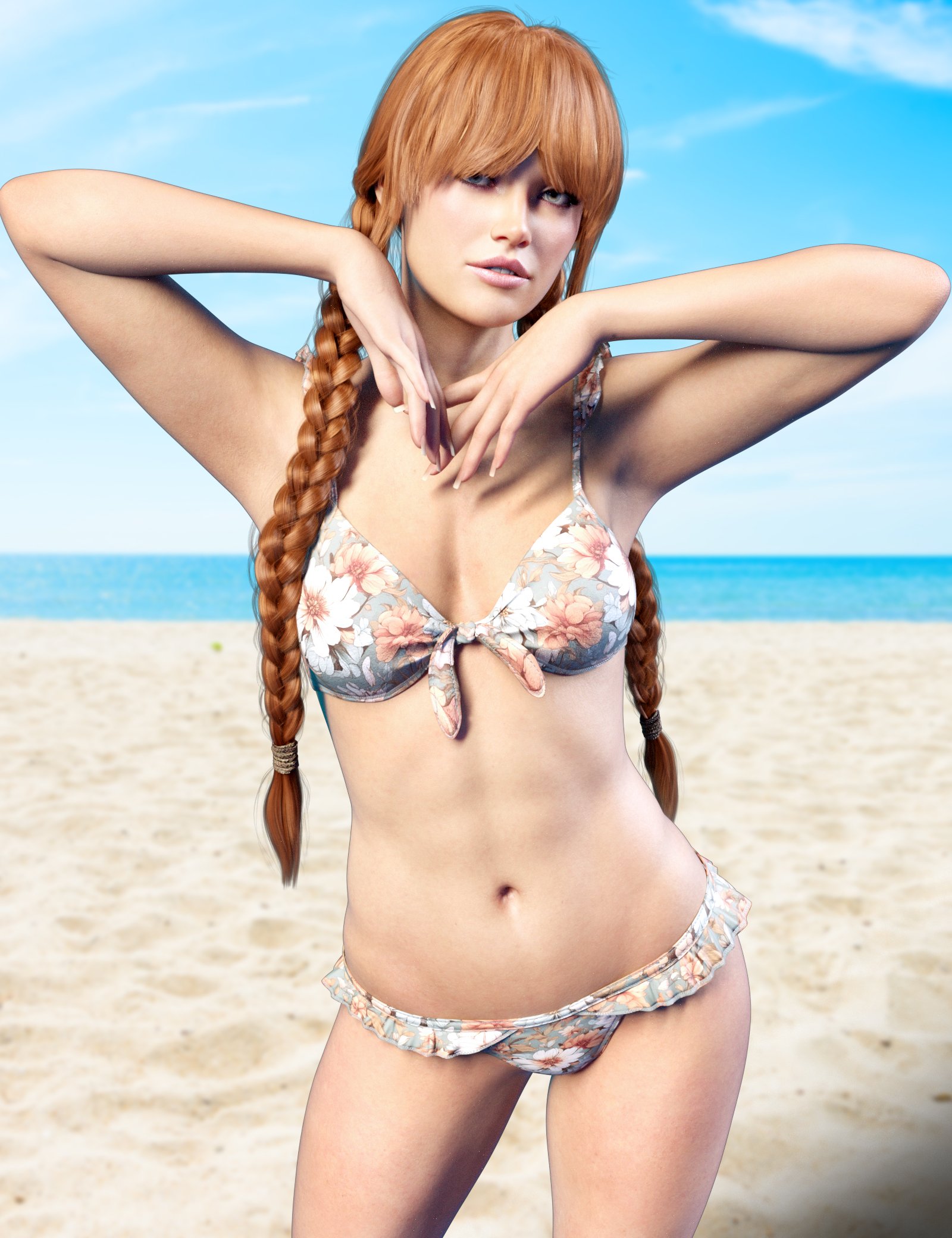 X-Fashion Floral Bikini Set for Genesis 9 by: xtrart-3d, 3D Models by Daz 3D