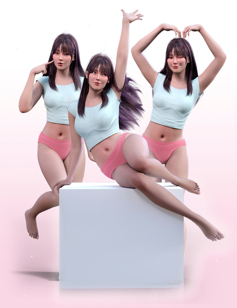LA Cute Poses for Genesis 9 and 8 Female by: Laia, 3D Models by Daz 3D