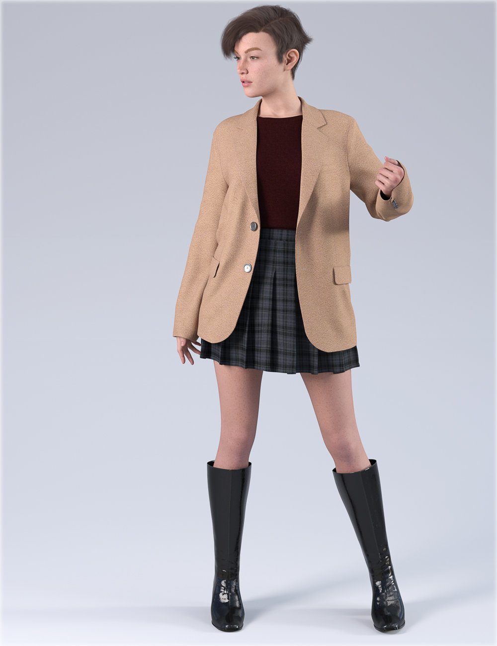 dForce HnC24 Casual Jacket Outfit for Genesis 9 by: IH Kang, 3D Models by Daz 3D
