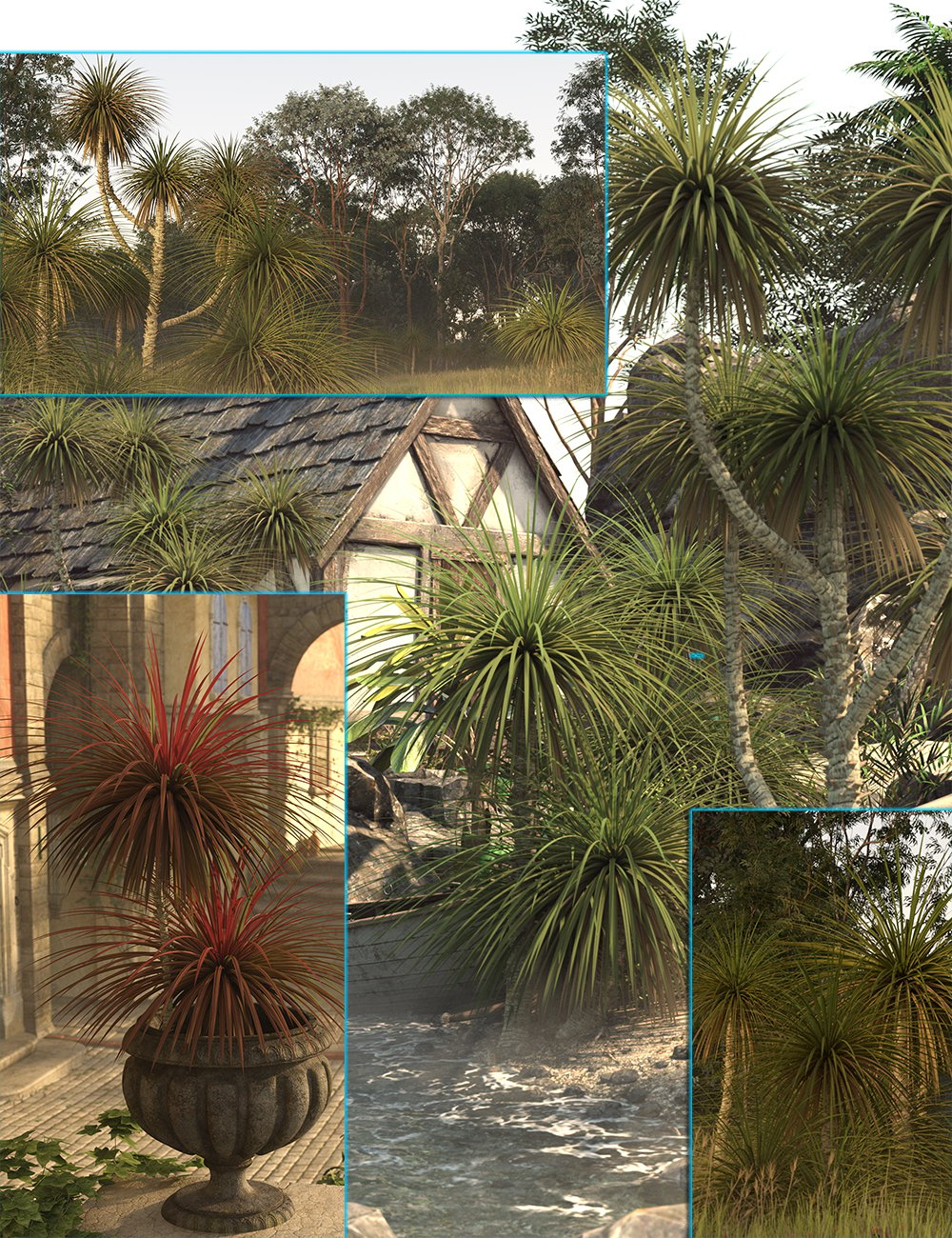 Tropical Cordyline Plants and Palm Trees by: MartinJFrost, 3D Models by Daz 3D