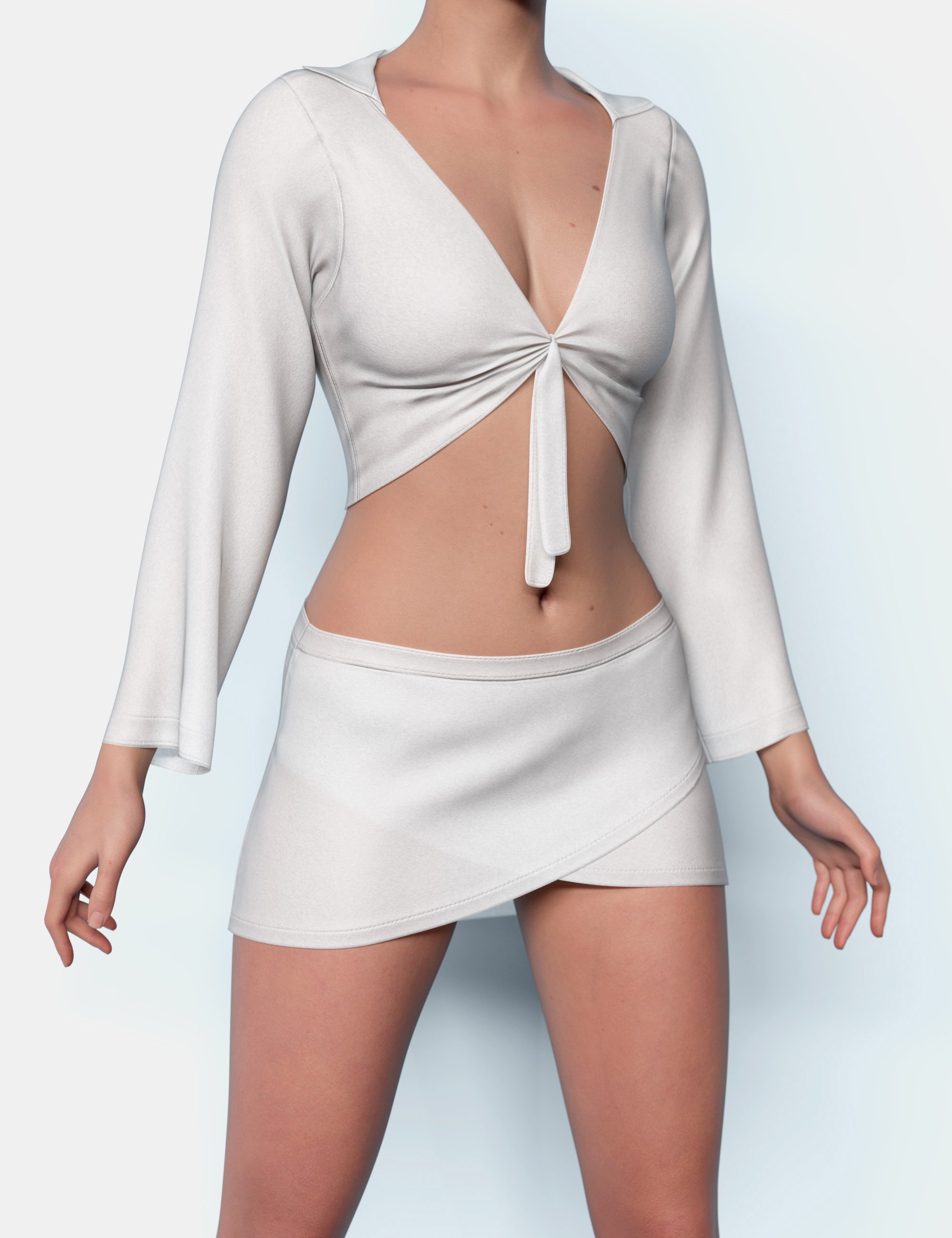 dForce Tied Blouse Outfit for Genesis 9 by: outoftouch, 3D Models by Daz 3D