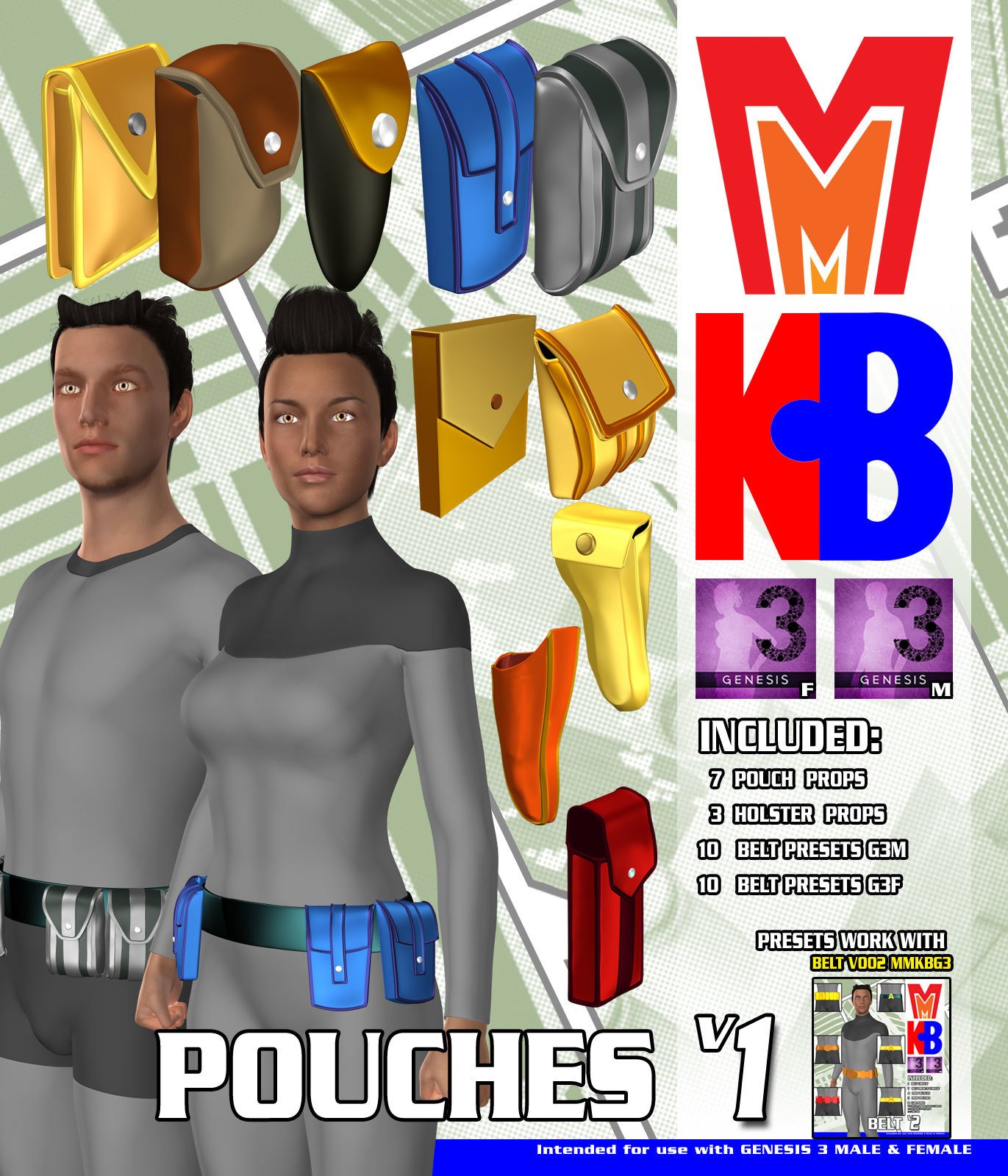 Pouches v001 MMKBG3 by: MightyMite, 3D Models by Daz 3D