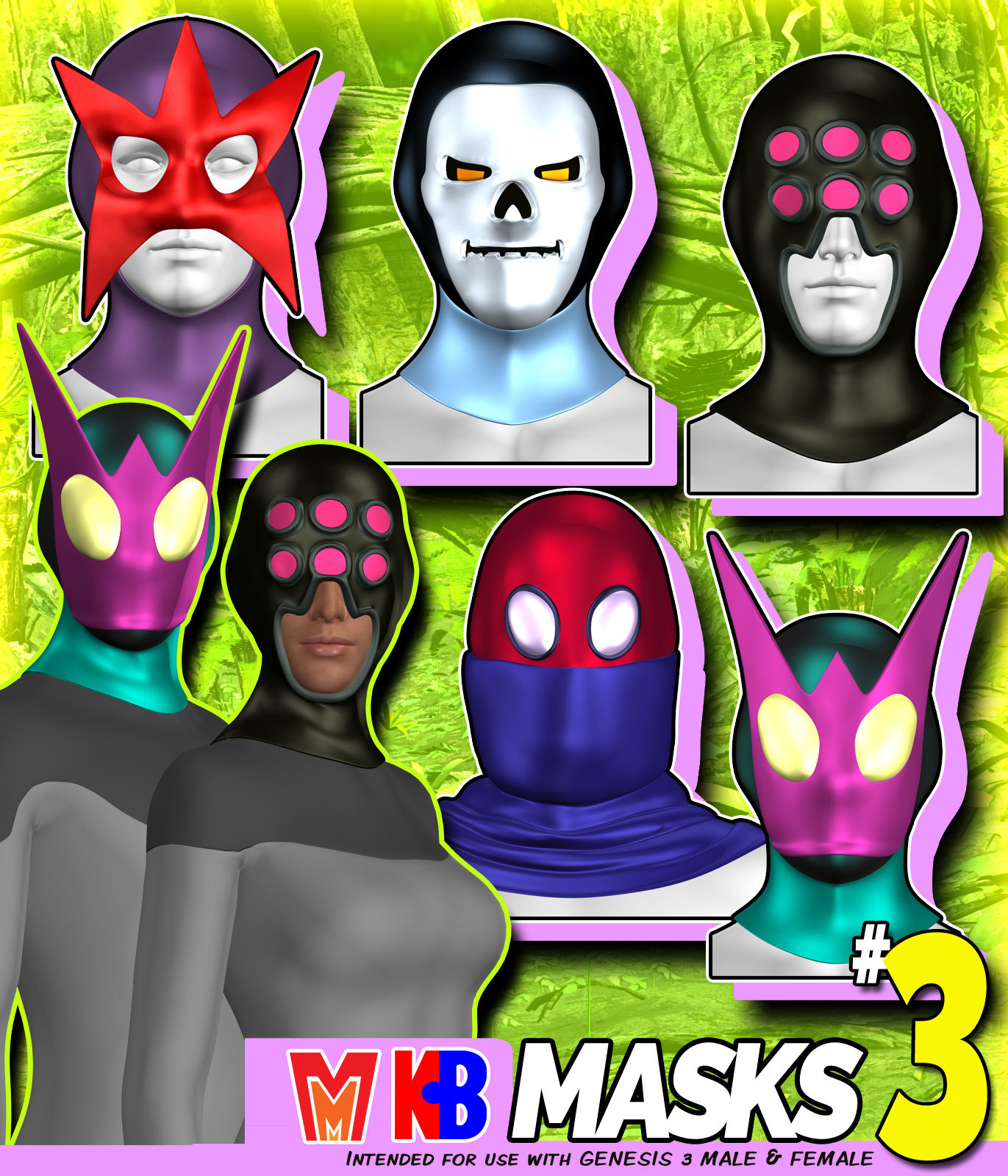 Masks v003 MMKBG3 by: MightyMite, 3D Models by Daz 3D