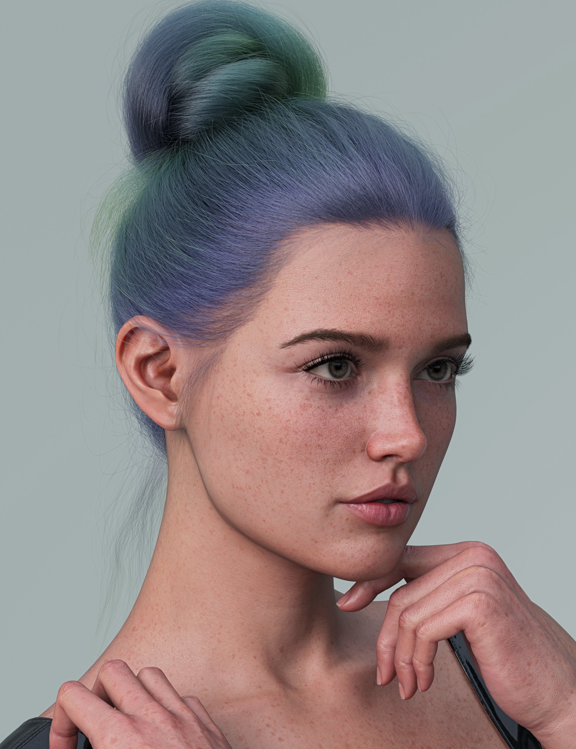 dForce Strand-Based Everyday Updo 3 Hair Color Expansion by: outoftouch, 3D Models by Daz 3D