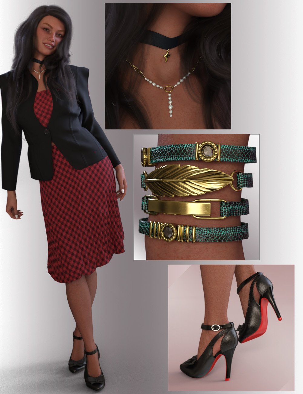 dForce Alessa Outfit for Genesis 9 Feminine by: OnnelArryn, 3D Models by Daz 3D