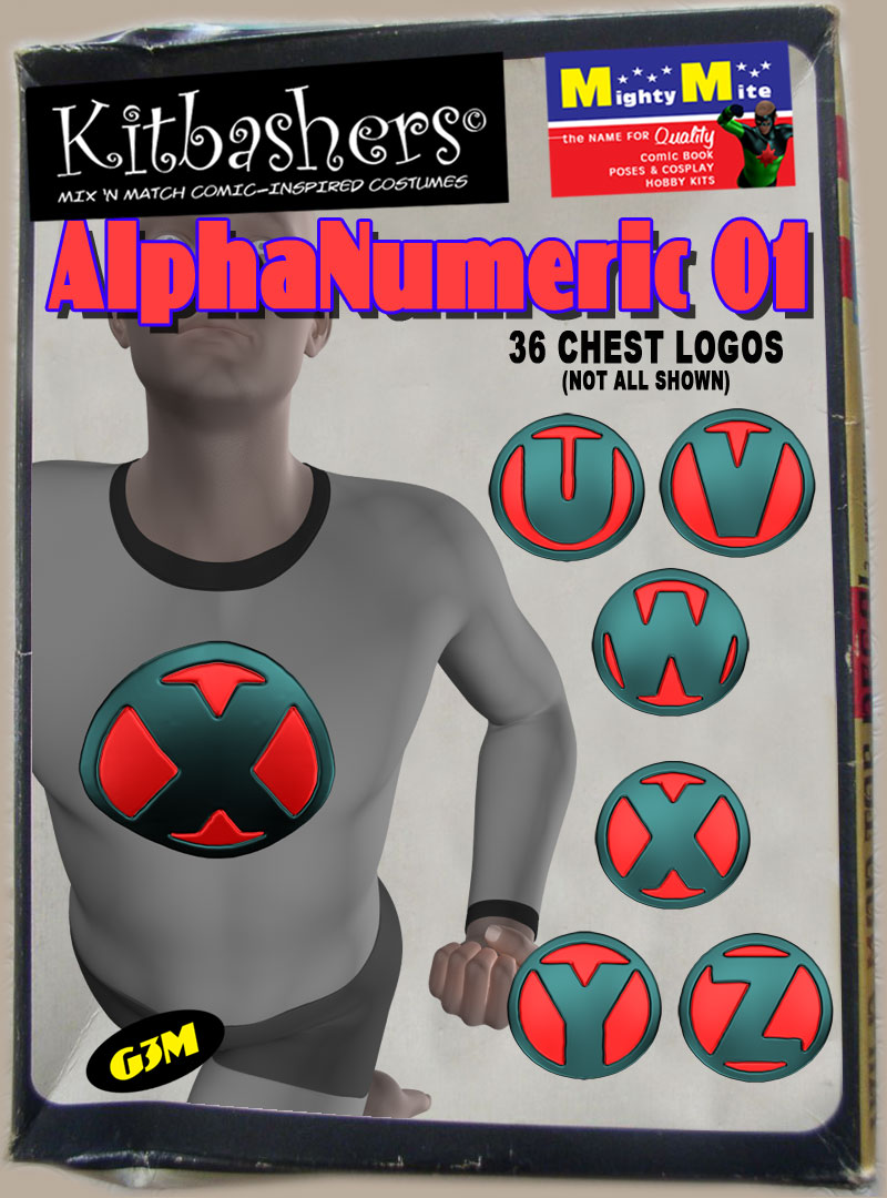 AlphaNumeric Symbols v01 MMKBG3M | Daz 3D