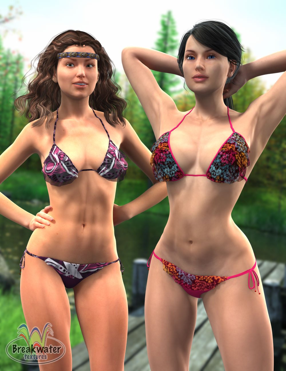 Breakwater Textures for G2F Frilly Triangle Bikini by: Jay Versluis, 3D Models by Daz 3D