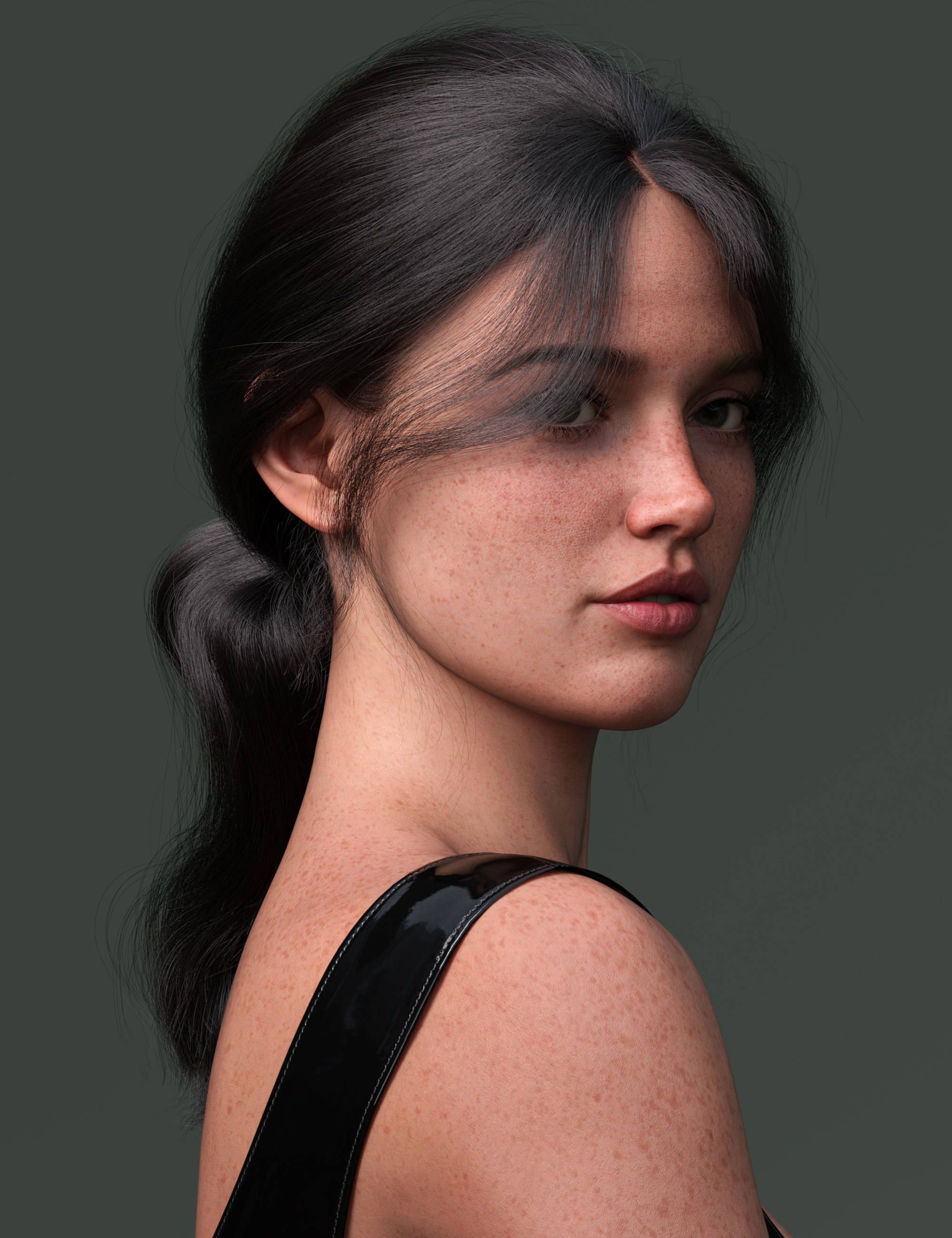 dForce Strand-Based Messy Low Ponytail Hair for Genesis 9 | Daz 3D