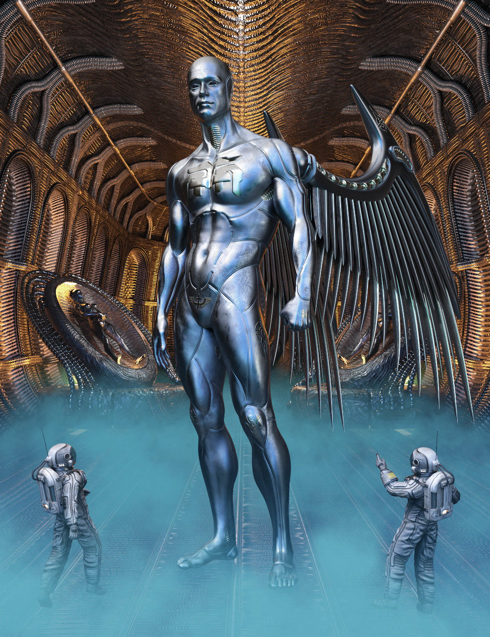 Biomech Angels for Genesis 9 by: midnight_stories, 3D Models by Daz 3D