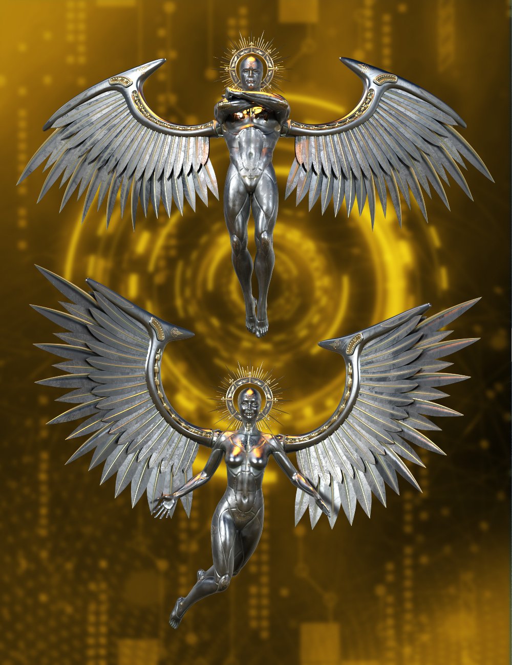 Biomech Angel Wings for Genesis 9 by: midnight_stories, 3D Models by Daz 3D