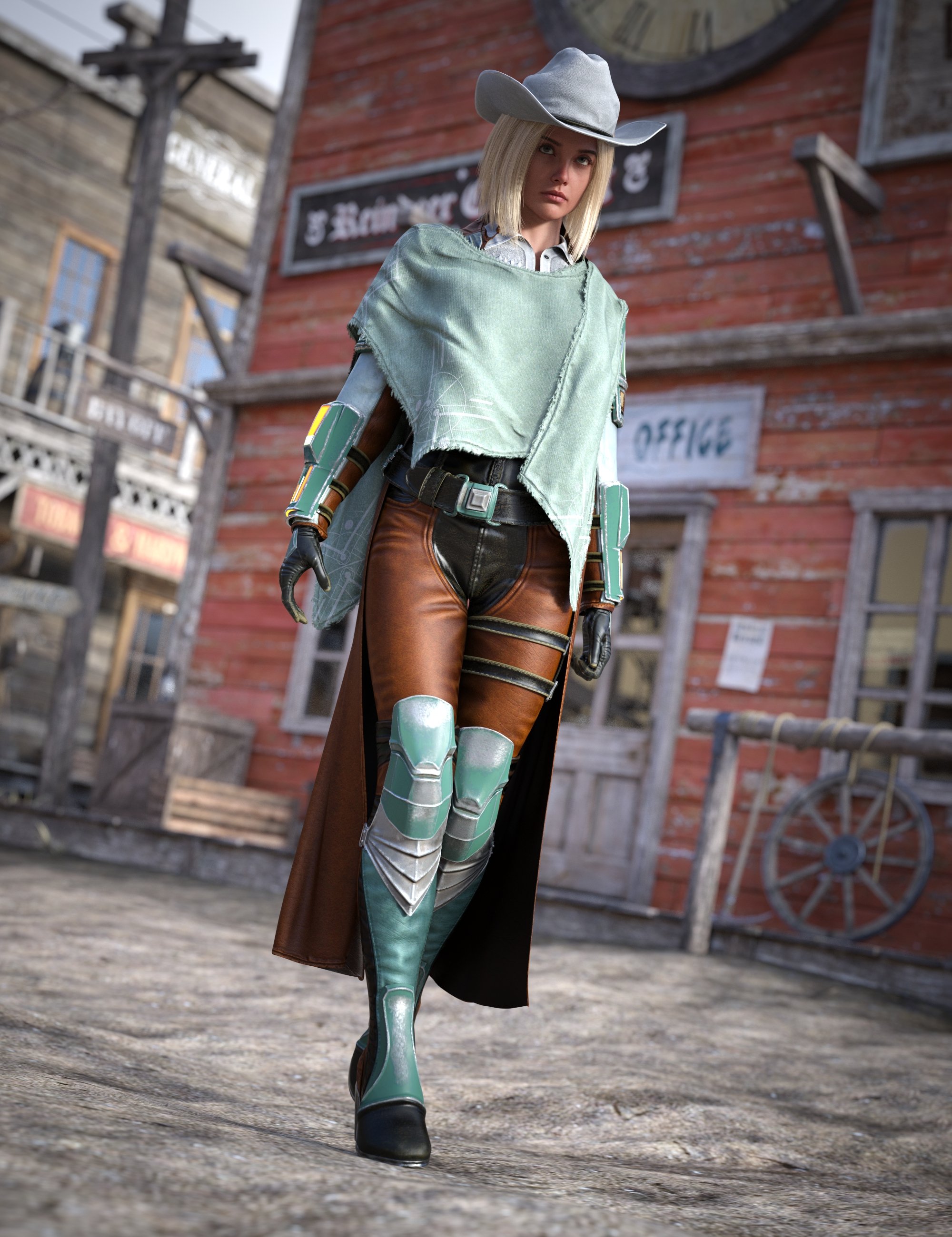 dForce Stellar Cowgirl Outfit for Genesis 9 by: Barbara BrundonUmblefugly, 3D Models by Daz 3D
