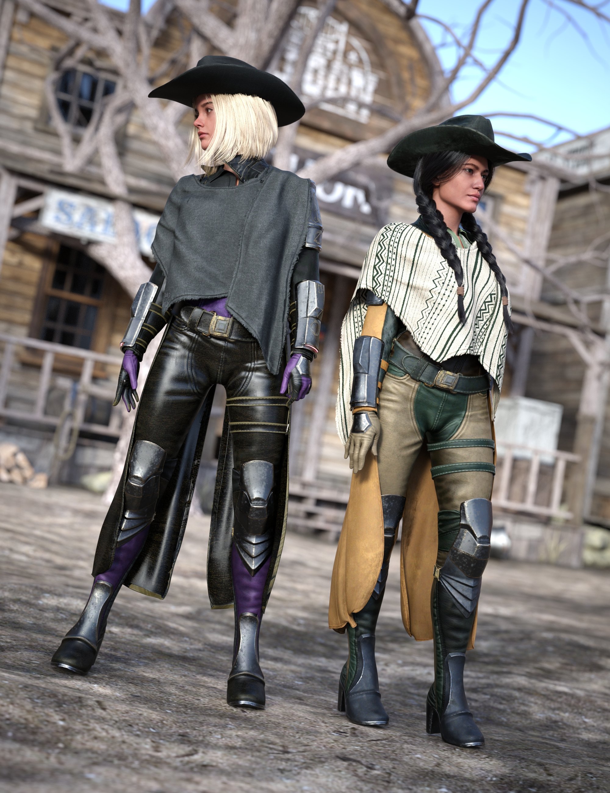dForce Stellar Cowgirl Outfit Texture Add-On by: Barbara Brundon, 3D Models by Daz 3D