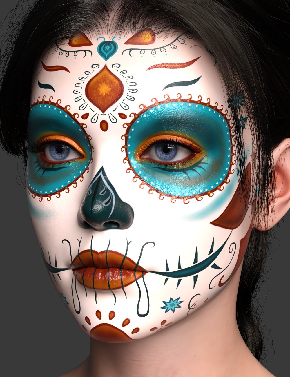 Makeup System - Day of the Dead LIE Makeup for Genesis 9 by: , 3D Models by Daz 3D