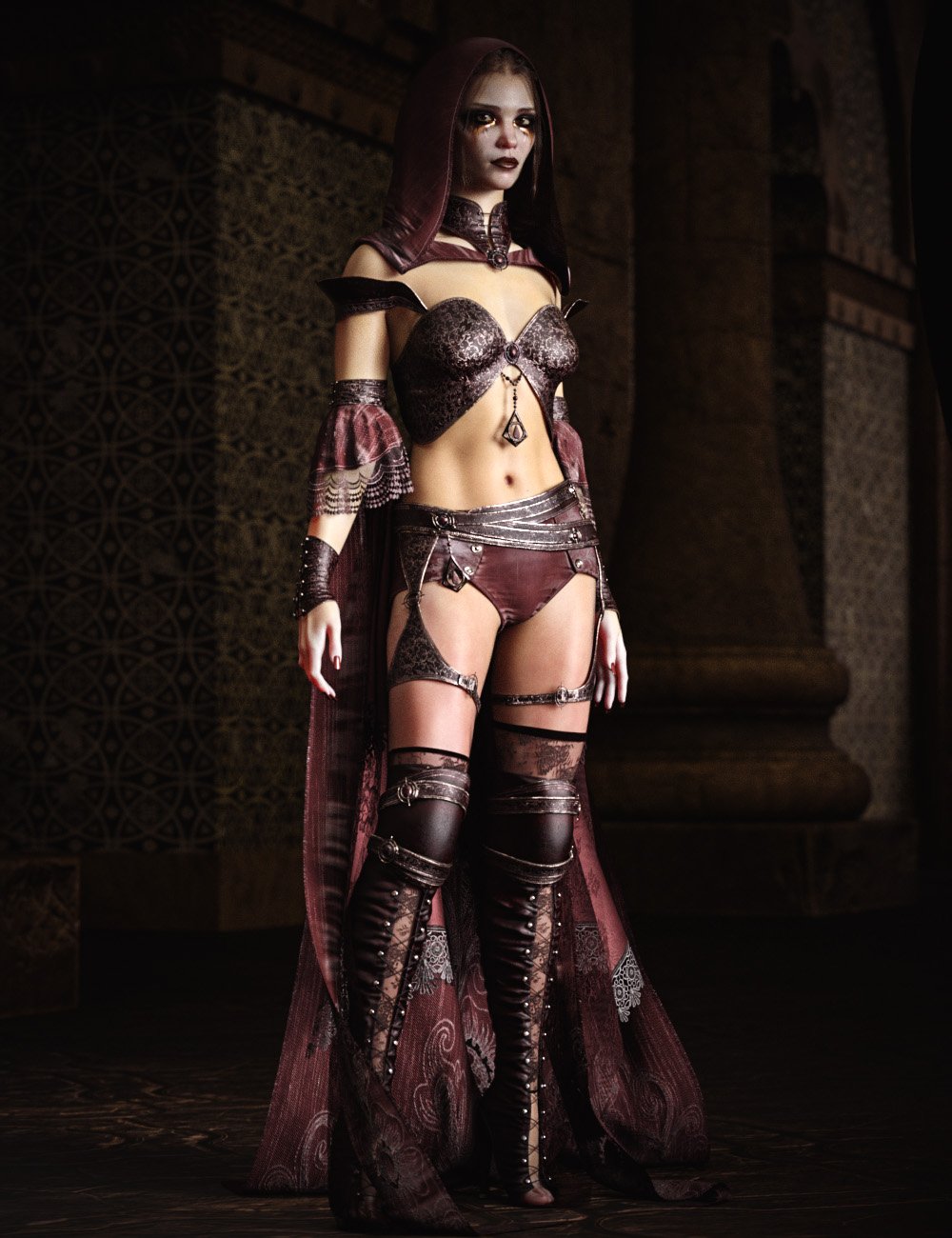 dForce CB Samara Clothing Set For Genesis 9 by: CynderBlue, 3D Models by Daz 3D