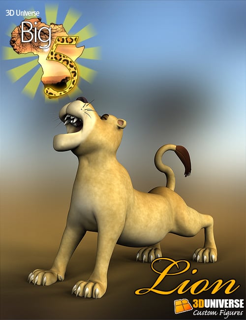 Toon Big 5 Lion by: 3D Universe, 3D Models by Daz 3D