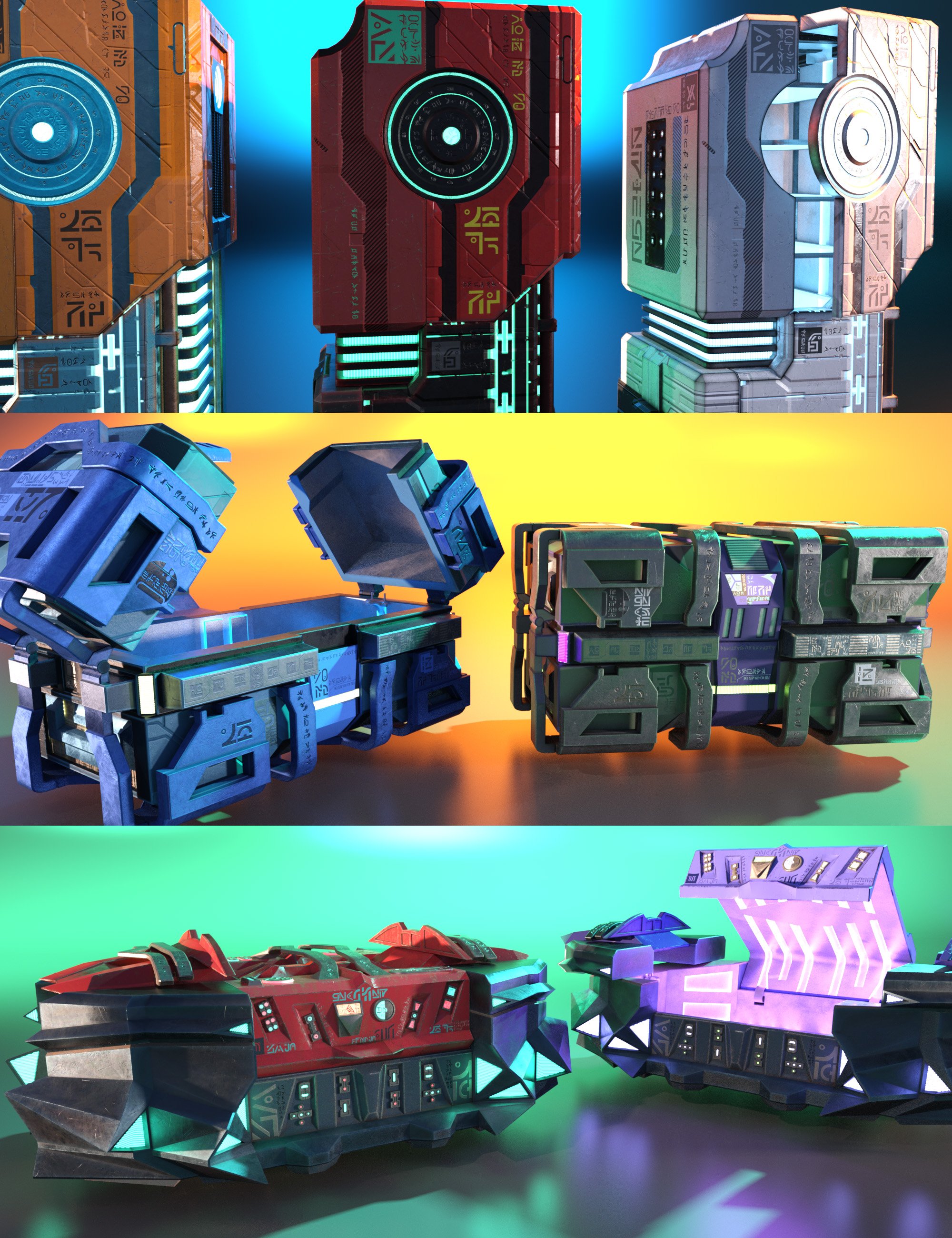 Alien Loot Boxes by: Punkish, 3D Models by Daz 3D